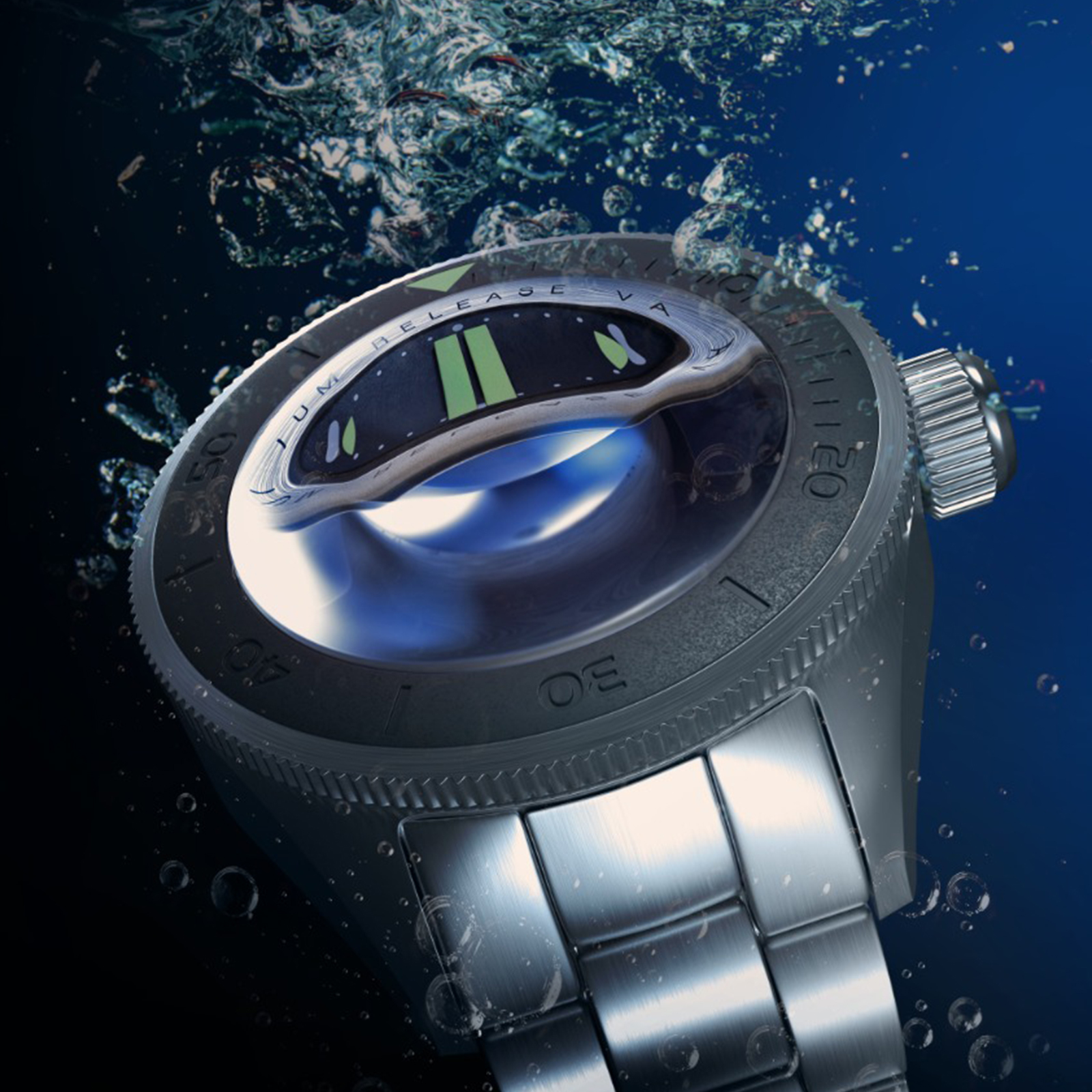 レインボーメッキ　メンズ腕時計 ダイバーズウォッチ ビックフェイス 防水腕時計　サーフィン　デジタル腕時計　カレンダー1253k限定品